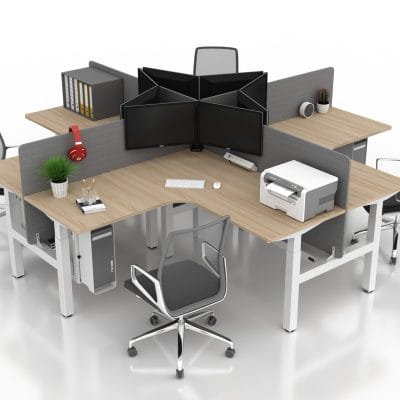 3BF3A-W-十字位 电动升降桌 带桌面